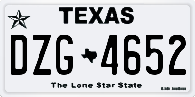 TX license plate DZG4652