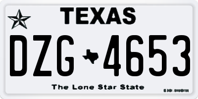TX license plate DZG4653
