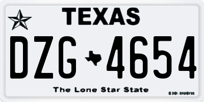 TX license plate DZG4654