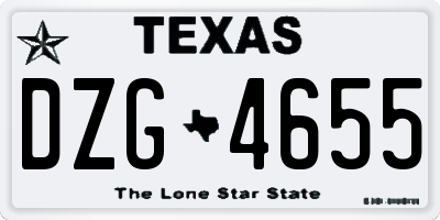 TX license plate DZG4655