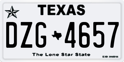TX license plate DZG4657