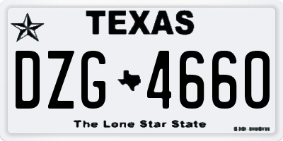 TX license plate DZG4660