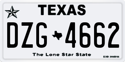TX license plate DZG4662