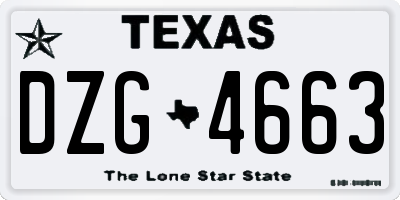 TX license plate DZG4663