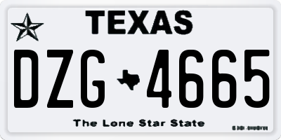 TX license plate DZG4665
