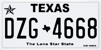 TX license plate DZG4668