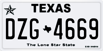 TX license plate DZG4669