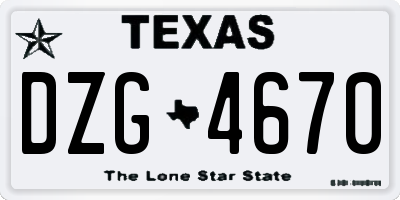 TX license plate DZG4670