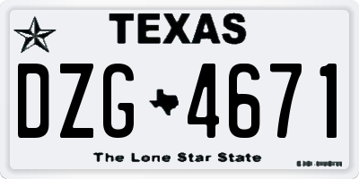 TX license plate DZG4671