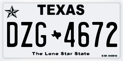 TX license plate DZG4672