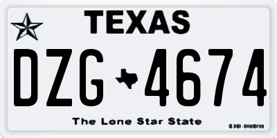 TX license plate DZG4674
