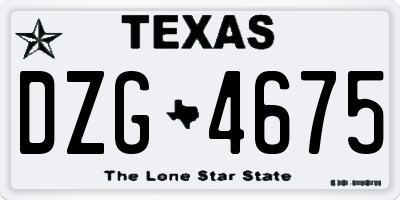 TX license plate DZG4675