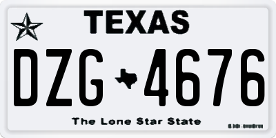 TX license plate DZG4676