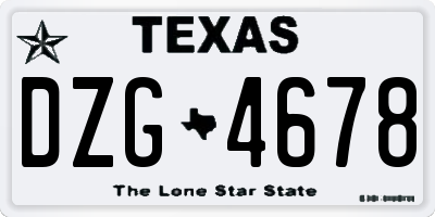 TX license plate DZG4678