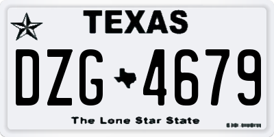 TX license plate DZG4679