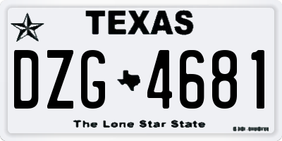 TX license plate DZG4681