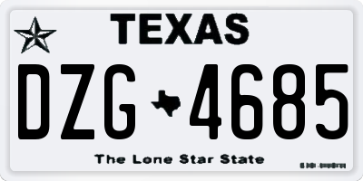 TX license plate DZG4685