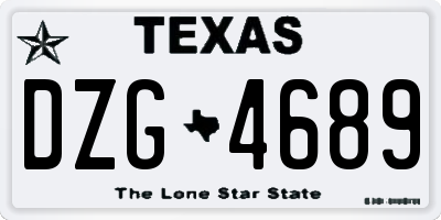 TX license plate DZG4689