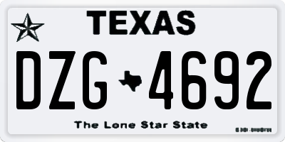 TX license plate DZG4692