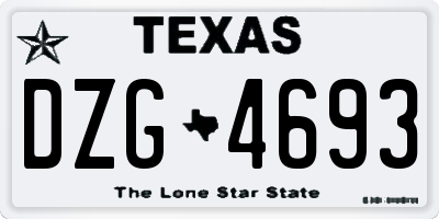 TX license plate DZG4693