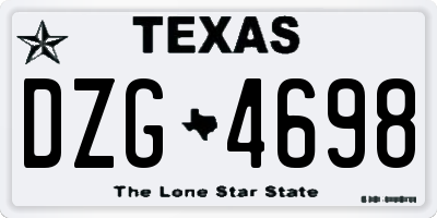 TX license plate DZG4698