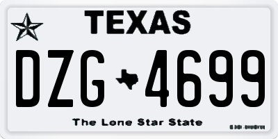TX license plate DZG4699