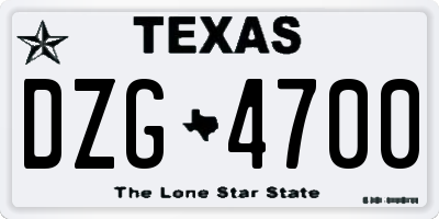 TX license plate DZG4700