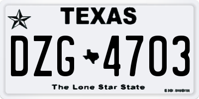 TX license plate DZG4703