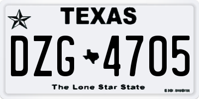 TX license plate DZG4705
