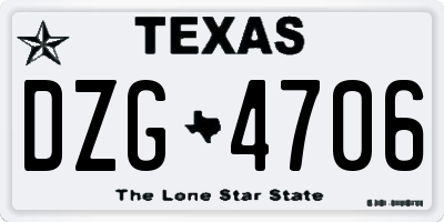 TX license plate DZG4706