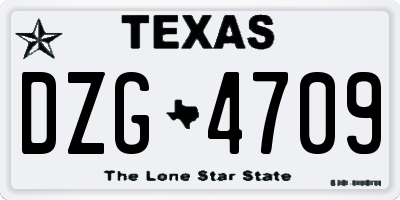 TX license plate DZG4709