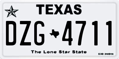 TX license plate DZG4711