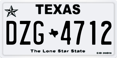 TX license plate DZG4712