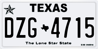 TX license plate DZG4715