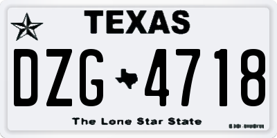 TX license plate DZG4718