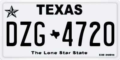 TX license plate DZG4720