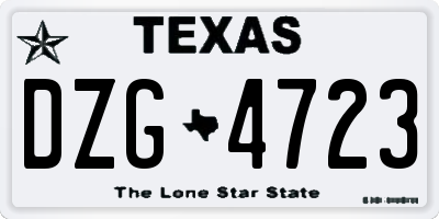 TX license plate DZG4723