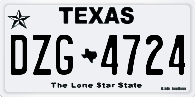 TX license plate DZG4724