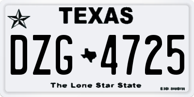 TX license plate DZG4725