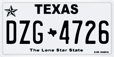 TX license plate DZG4726