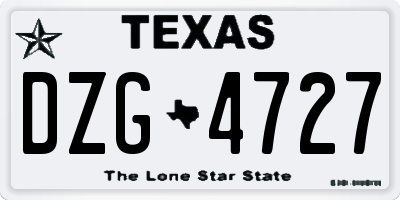 TX license plate DZG4727