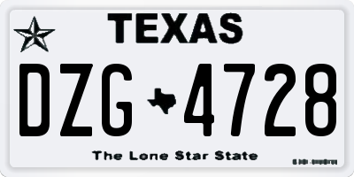 TX license plate DZG4728