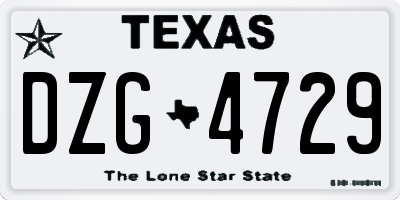TX license plate DZG4729