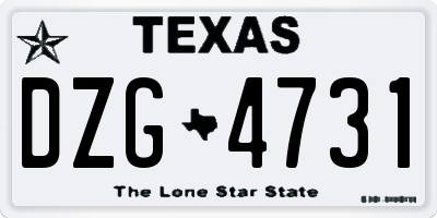 TX license plate DZG4731