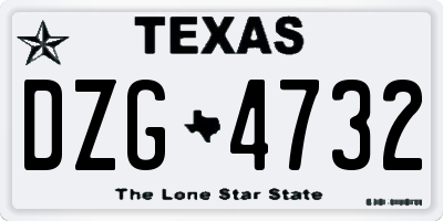 TX license plate DZG4732