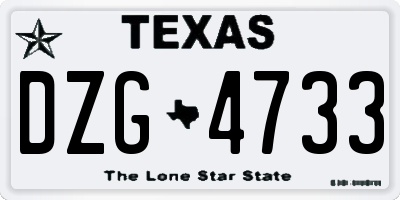 TX license plate DZG4733