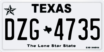 TX license plate DZG4735