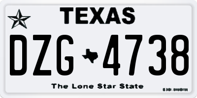 TX license plate DZG4738