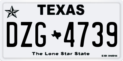 TX license plate DZG4739