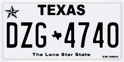 TX license plate DZG4740